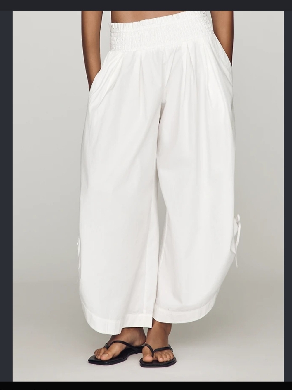 Anthropologie Ruched Parachute Pants Vanilla XS Tall NWT - Picture 2 of 5